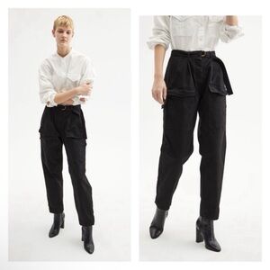 Nili Lotan Women's Declan Cargo Pants Belt Ankle Zip Button Fly Black Sz 6